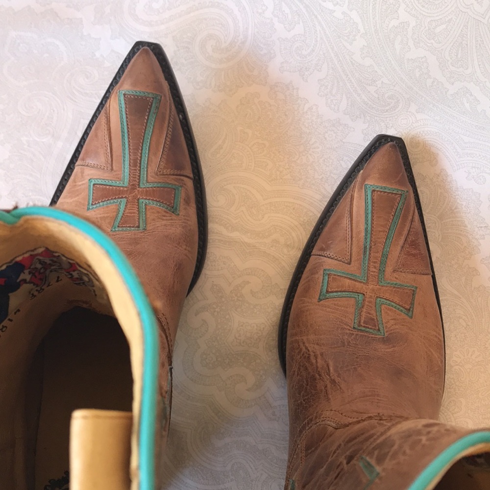 Old Gringo Brown and Teal Heeled Boots - Picture 10 of 13